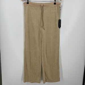 BCBGMaxAzria Women Track Pants Size XL Petite Spell Out Butt Embroidered Tan NWT